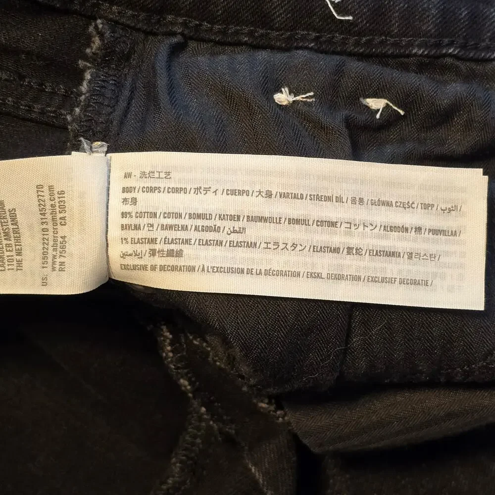 Abercrombie & Fitch Curve Love Jeans Womens 2R Black Skinny High Rise Split Hem